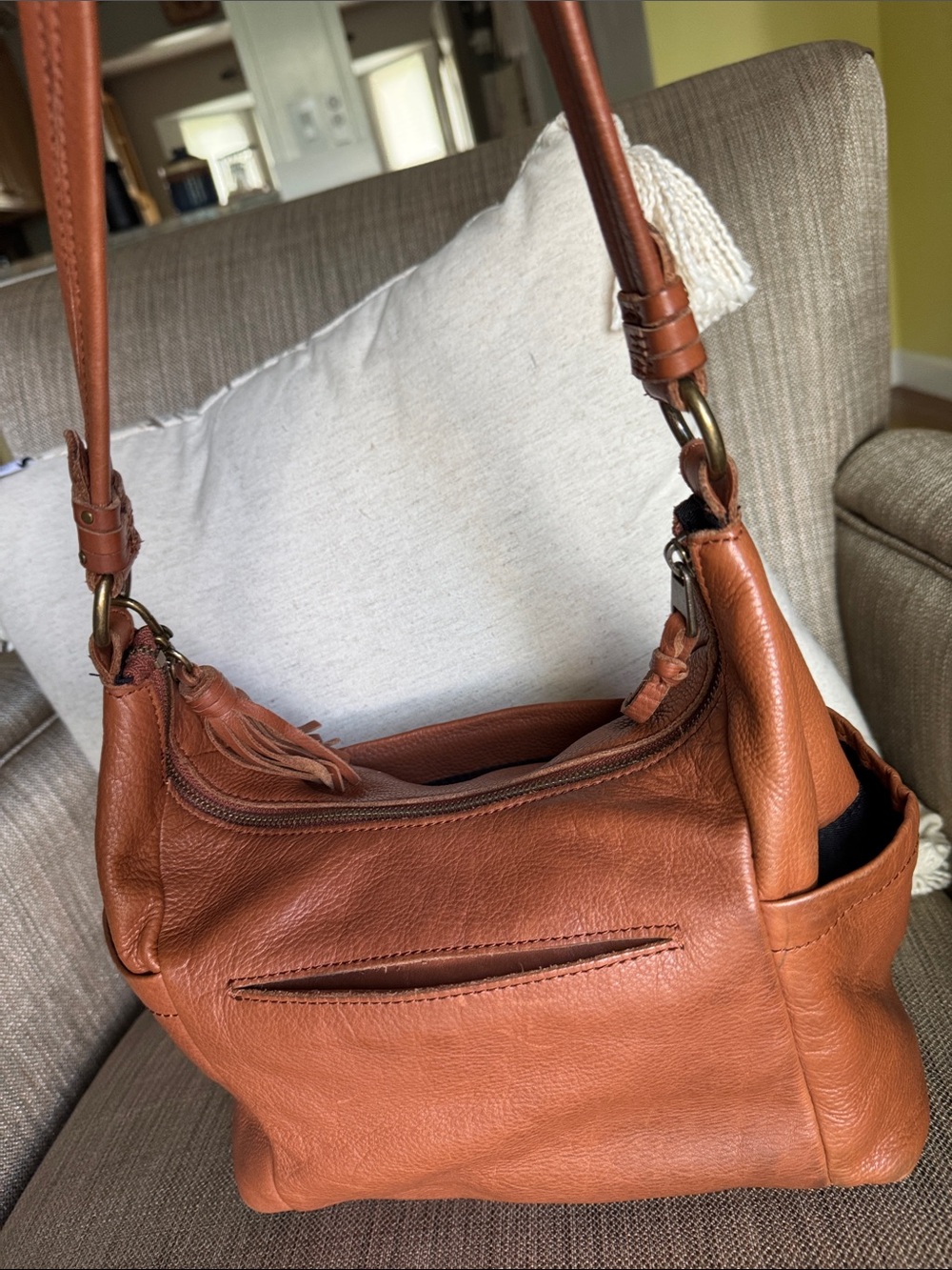 The Sak Keira Cognac Pebbled Leather Shoulder Bag - Picture 2 of 6